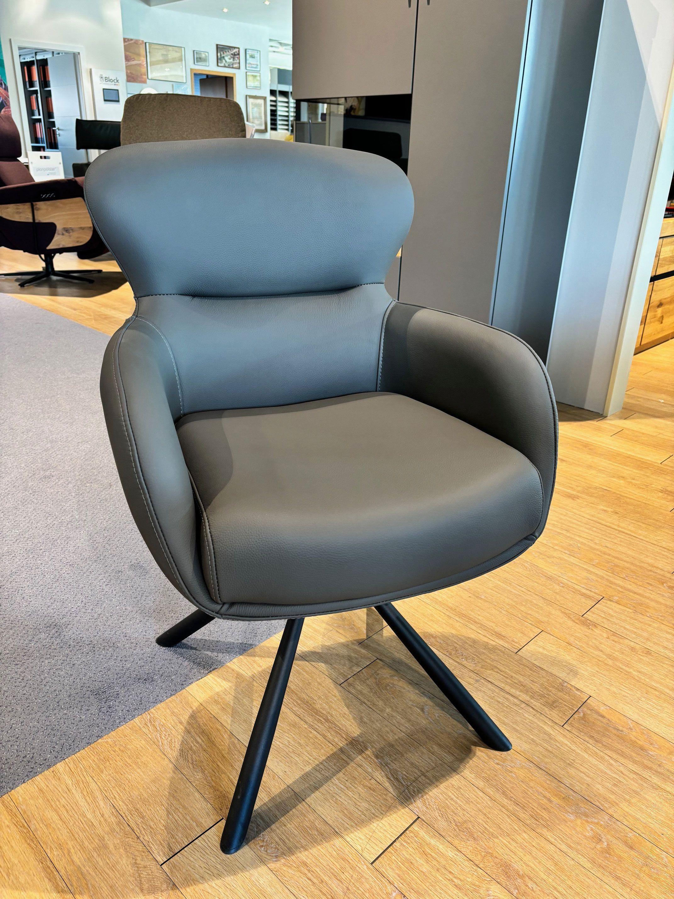 Sessel „Coventry“  mit Armlehnen, Leder: Anthrazit.