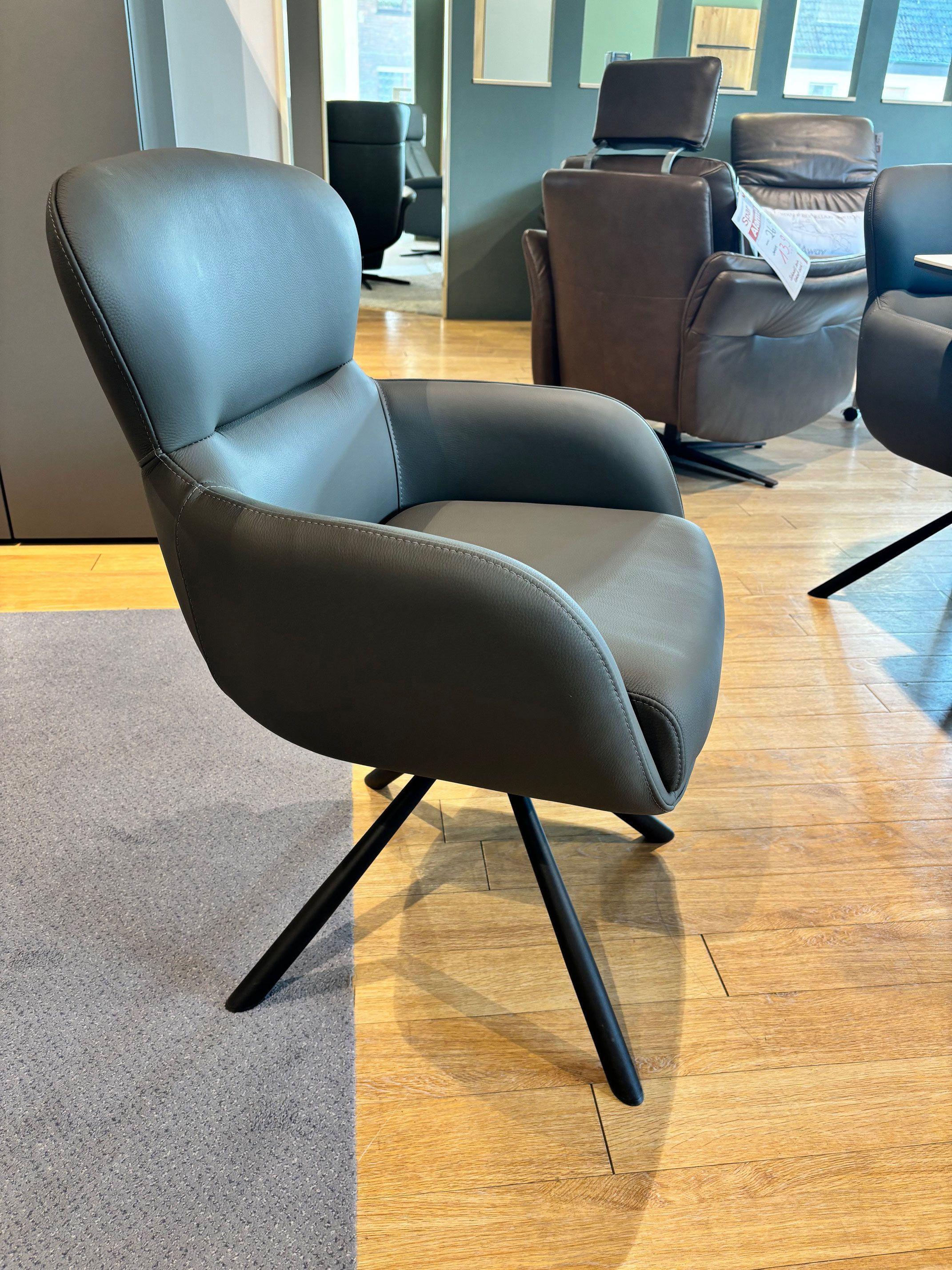 Sessel „Coventry“  mit Armlehnen, Leder: Anthrazit.