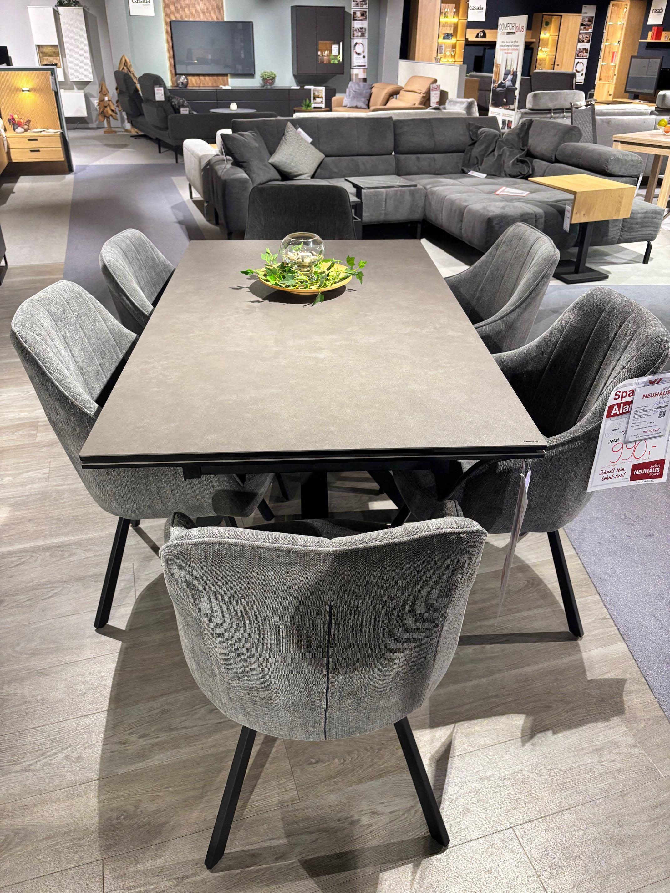 Esstisch "Nagano"  160 x 90 cm, Stirnauszug 80 cm auf 240 cm.