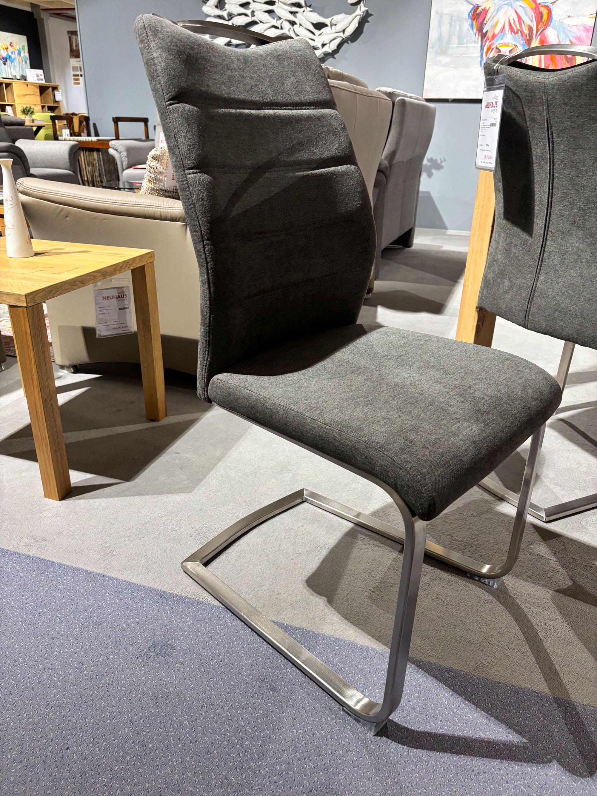 Stuhlgruppe „Schwingstuhl“, Stoff: Feingewebe  Romeo anthrazit.