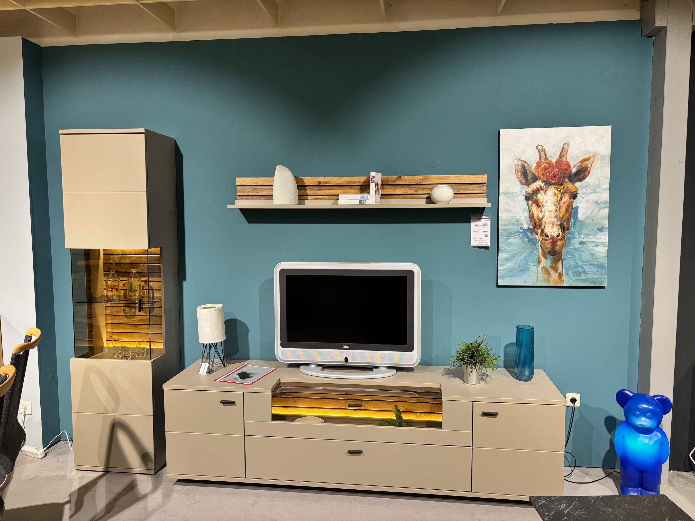 Wohnwand "Lüttich" B:270  H:199  T:50 cm, Front: Basalt NB, Korpus: Basalt Melamin NB.