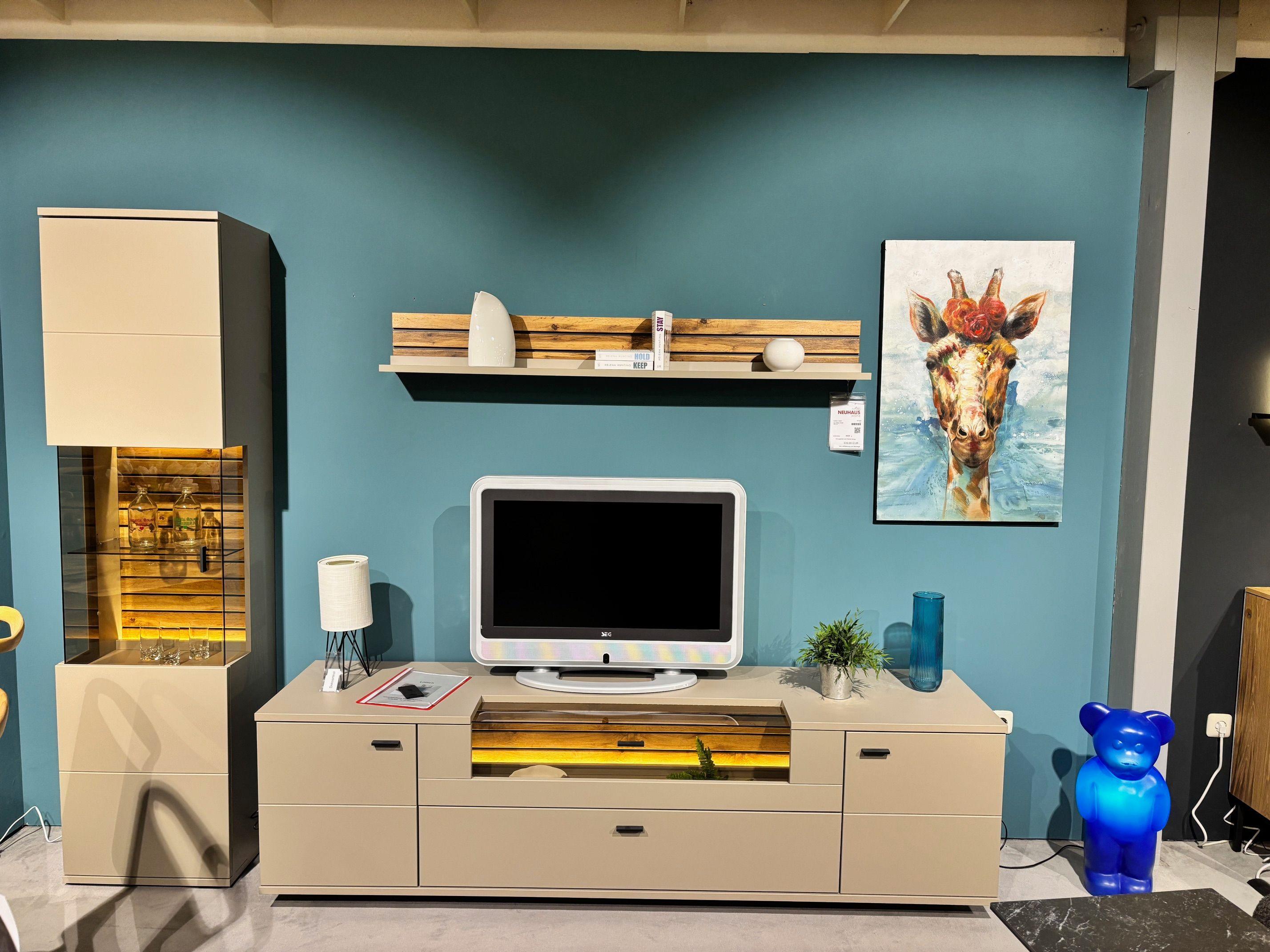 Wohnwand "Lüttich" B:270  H:199  T:50 cm, Front: Basalt NB, Korpus: Basalt Melamin NB.