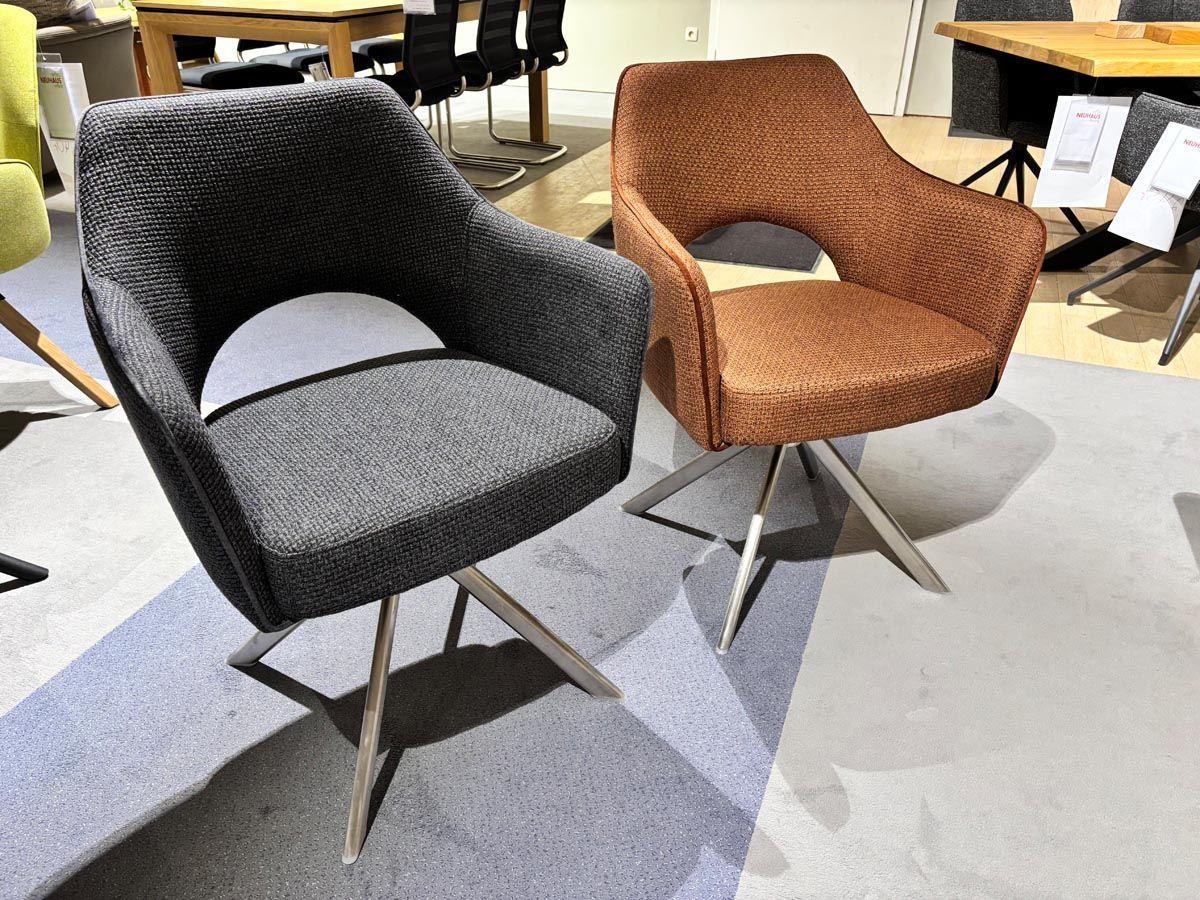 Stuhlgruppe - „Tonala“ Webstoff rostbraun mit Keder und Webstoff anthrazit mit Keder