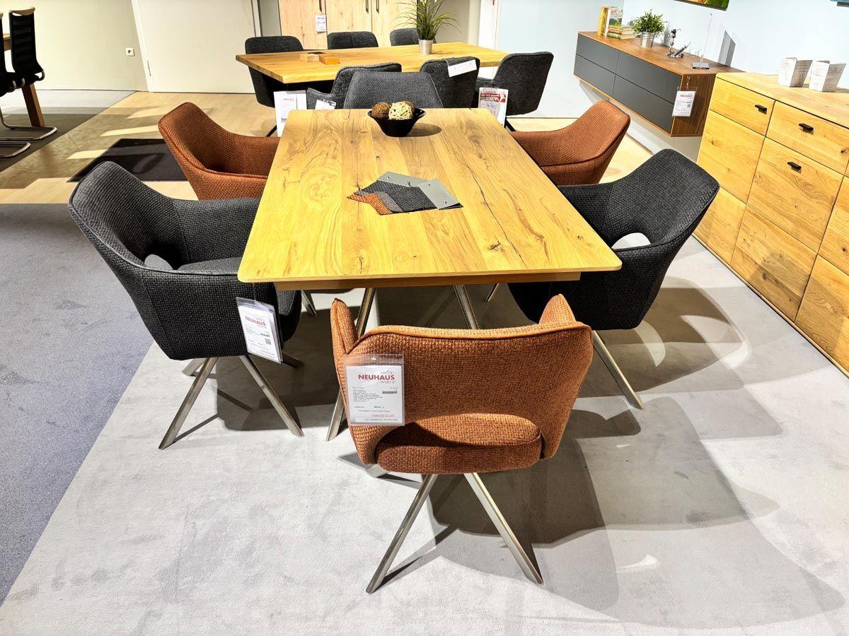 Stuhlgruppe - „Tonala“ Webstoff rostbraun mit Keder und Webstoff anthrazit mit Keder