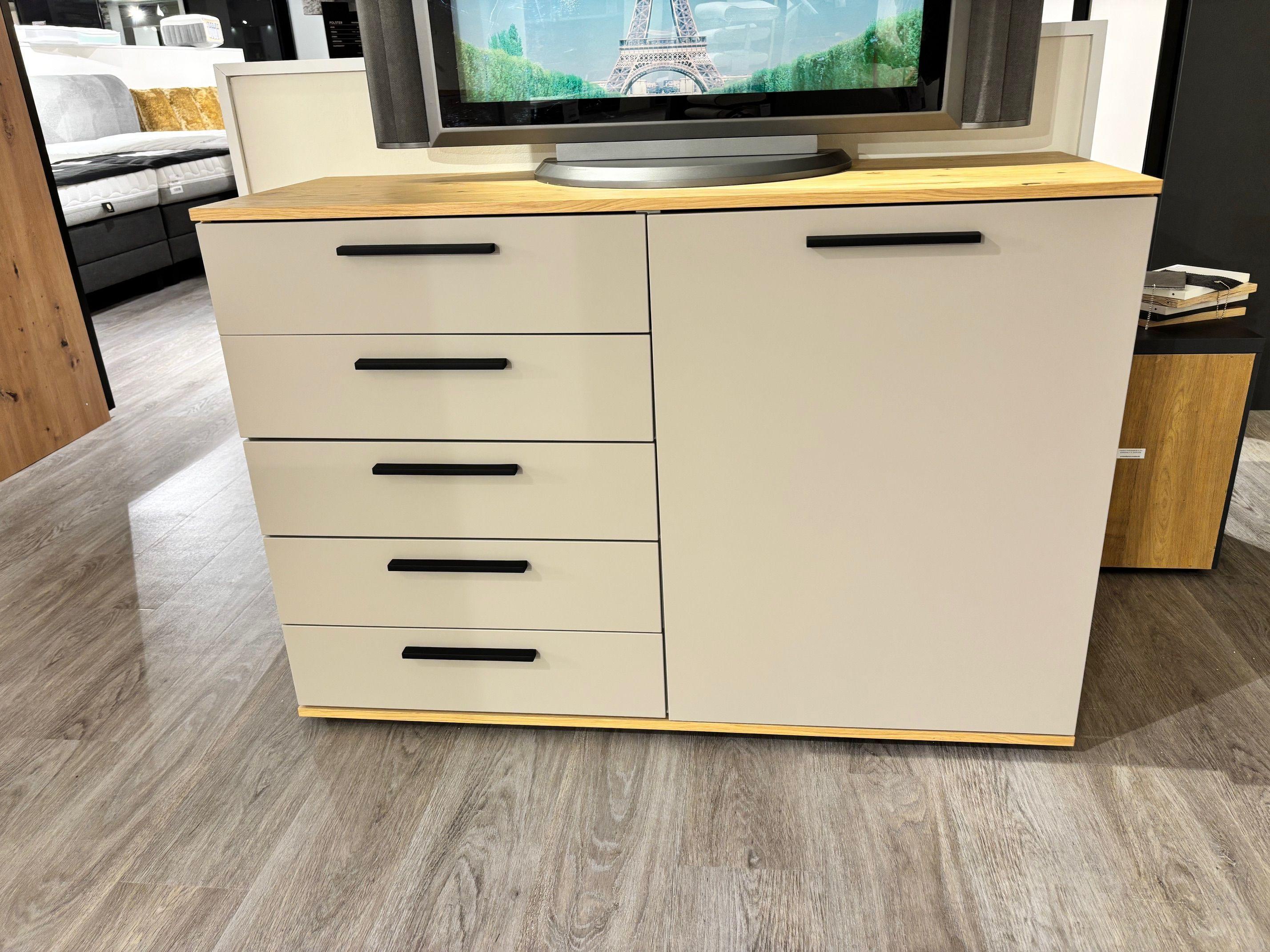 Kombikommode "Chicago" Lack Taupe, Balkeneiche.